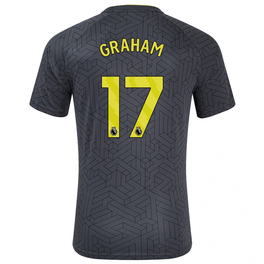 Kandiny Hombre Camiseta Lucy Graham #17 Negro Amarillo 2ª Equipación 2024/25 La Camisa Chile