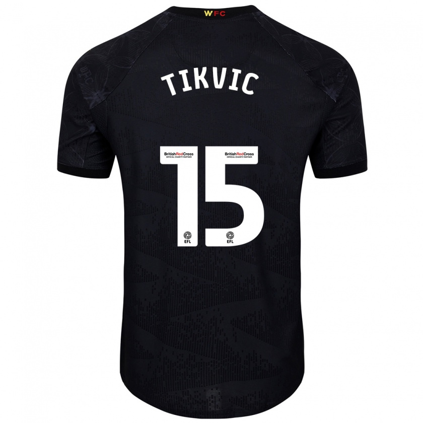 Kandiny Hombre Camiseta Antonio Tikvic #15 Negro Blanco 2ª Equipación 2024/25 La Camisa Chile