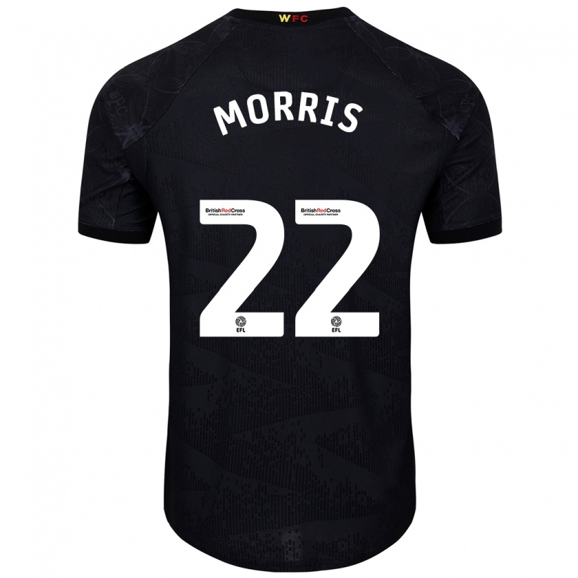 Kandiny Hombre Camiseta James Morris #22 Negro Blanco 2ª Equipación 2024/25 La Camisa Chile