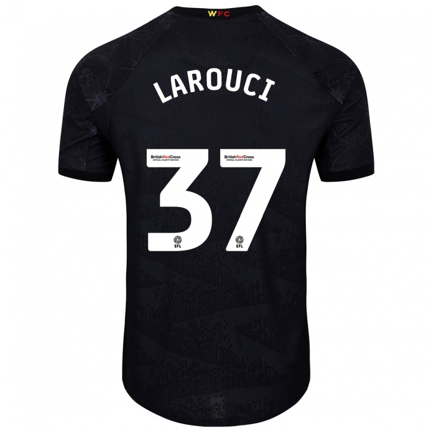 Kandiny Hombre Camiseta Yasser Larouci #37 Negro Blanco 2ª Equipación 2024/25 La Camisa Chile