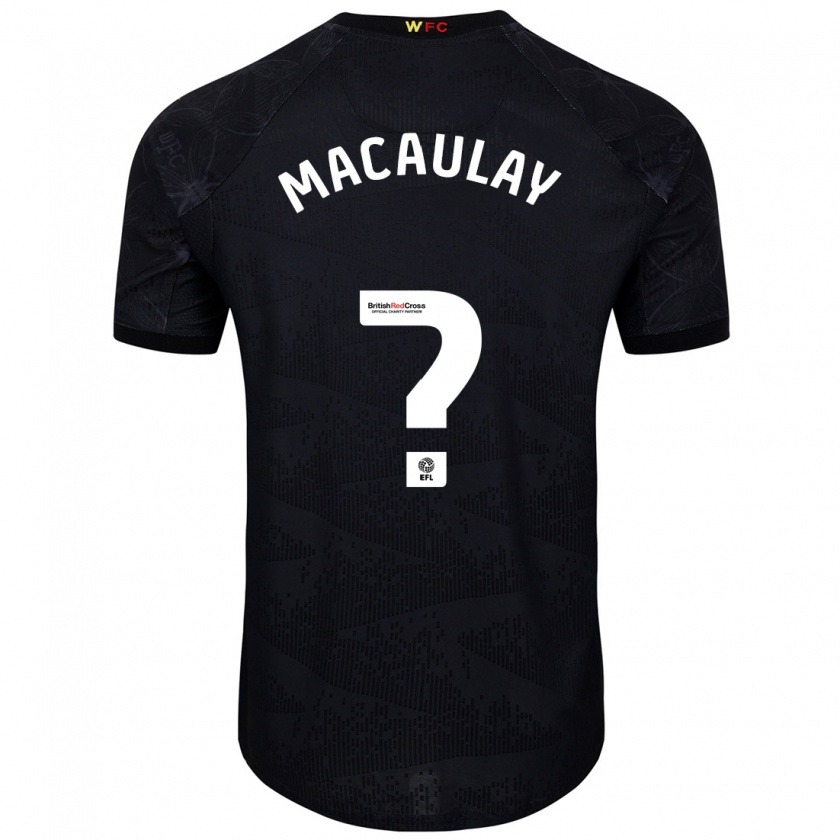 Kandiny Hombre Camiseta Jonathan Macaulay #0 Negro Blanco 2ª Equipación 2024/25 La Camisa Chile