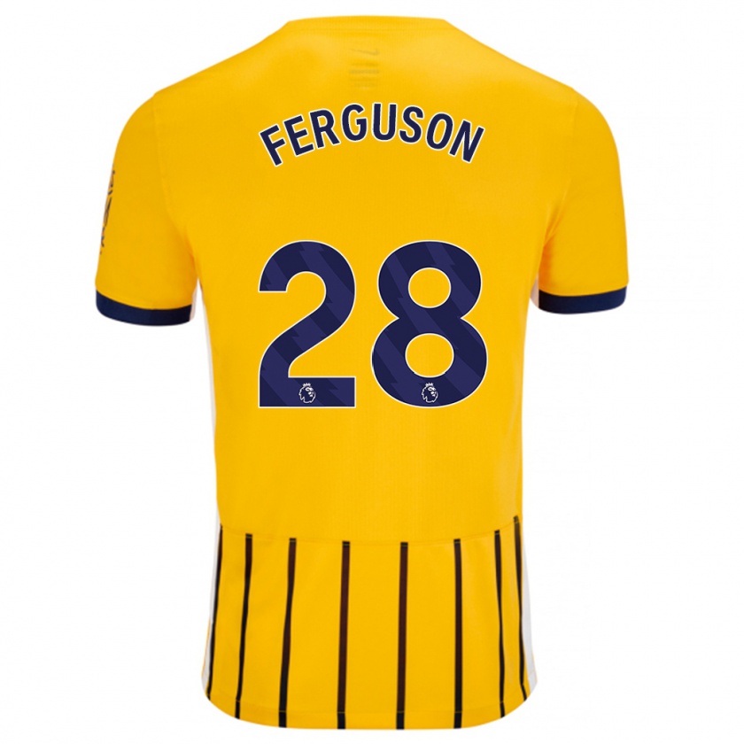 Kandiny Hombre Camiseta Evan Ferguson #28 Dorado Azul Rayas 2ª Equipación 2024/25 La Camisa Chile