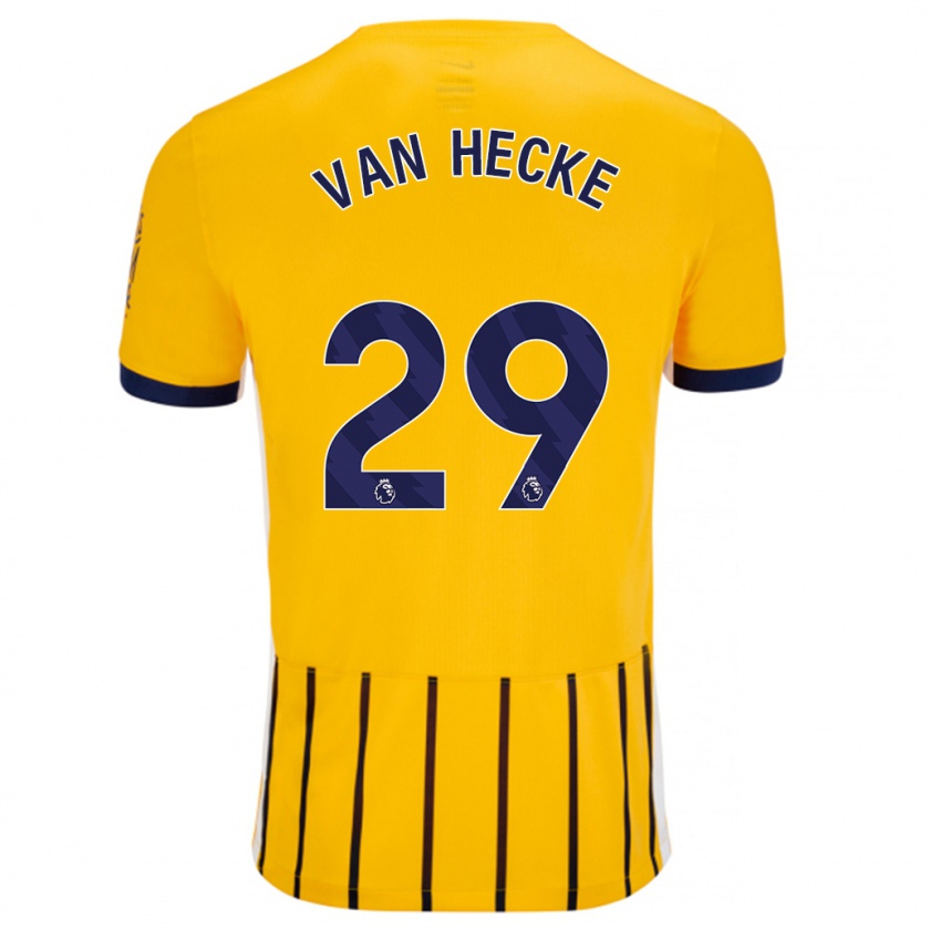 Kandiny Hombre Camiseta Jan Paul Van Hecke #29 Dorado Azul Rayas 2ª Equipación 2024/25 La Camisa Chile