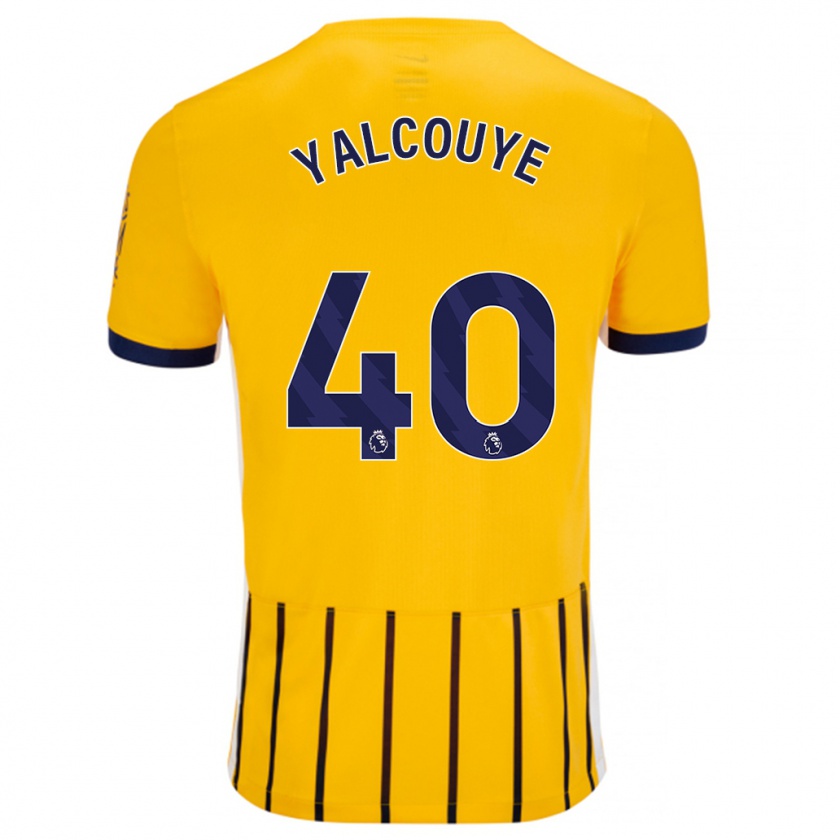 Kandiny Hombre Camiseta Malick Junior Yalcouyé #40 Dorado Azul Rayas 2ª Equipación 2024/25 La Camisa Chile