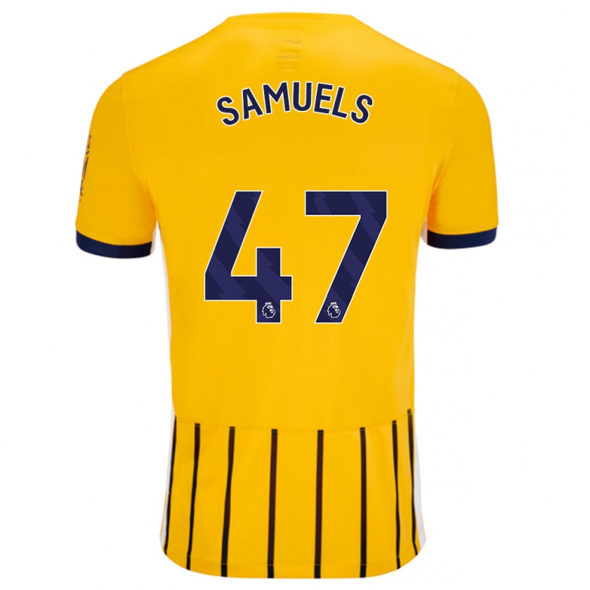 Kandiny Hombre Camiseta Imari Samuels #47 Dorado Azul Rayas 2ª Equipación 2024/25 La Camisa Chile