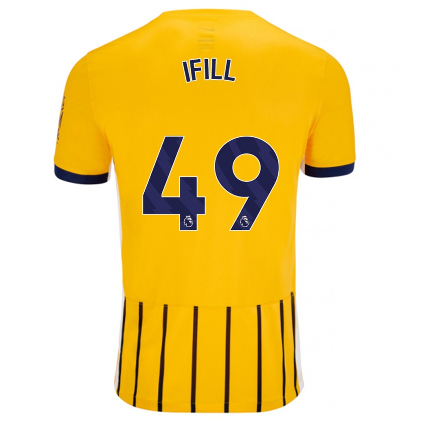 Kandiny Hombre Camiseta Marcus Ifill #49 Dorado Azul Rayas 2ª Equipación 2024/25 La Camisa Chile