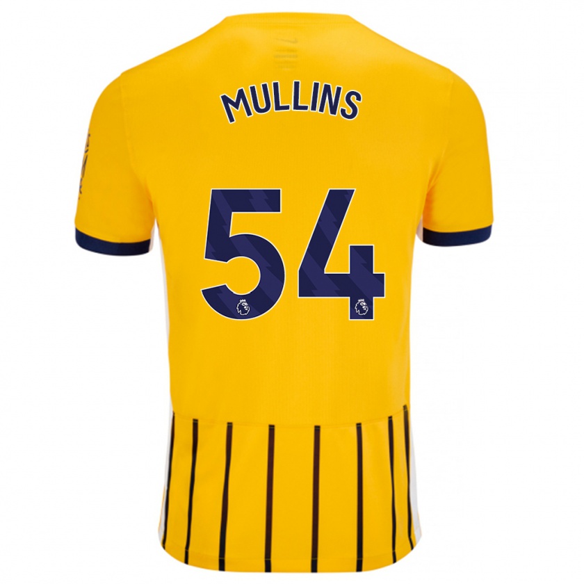 Kandiny Hombre Camiseta Jamie Mullins #54 Dorado Azul Rayas 2ª Equipación 2024/25 La Camisa Chile