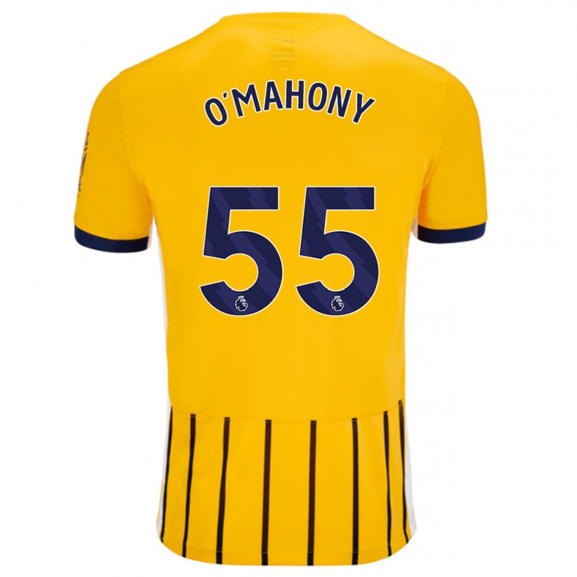 Kandiny Hombre Camiseta Mark O'mahony #55 Dorado Azul Rayas 2ª Equipación 2024/25 La Camisa Chile