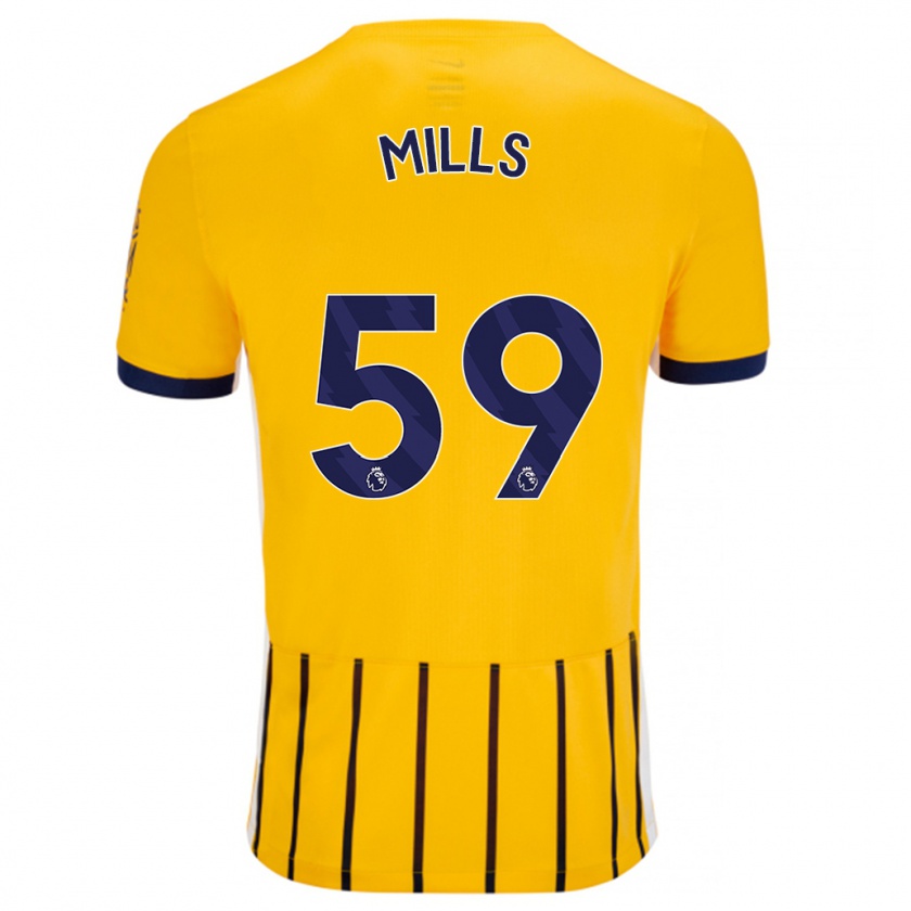 Kandiny Hombre Camiseta Harry Mills #59 Dorado Azul Rayas 2ª Equipación 2024/25 La Camisa Chile