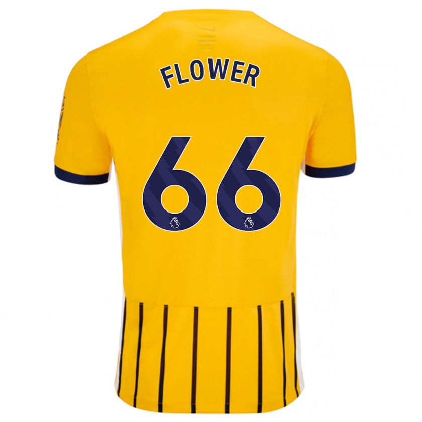 Kandiny Hombre Camiseta Louis Flower #66 Dorado Azul Rayas 2ª Equipación 2024/25 La Camisa Chile