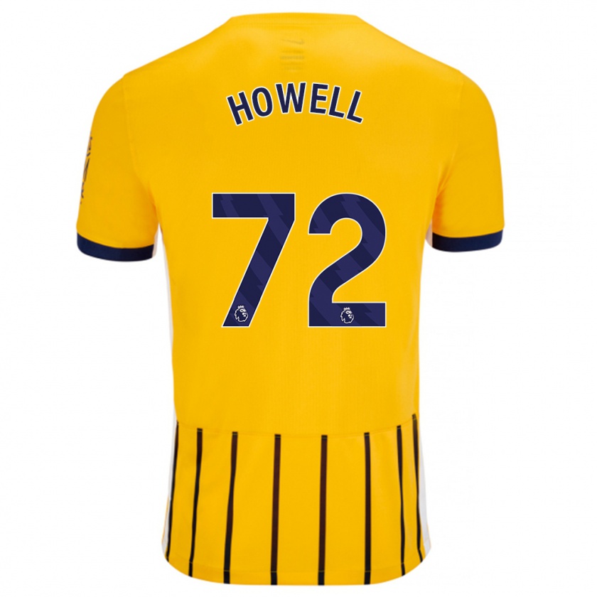 Kandiny Hombre Camiseta Harry Howell #72 Dorado Azul Rayas 2ª Equipación 2024/25 La Camisa Chile