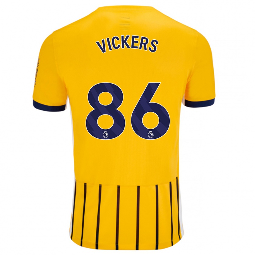 Kandiny Hombre Camiseta Jacob Vickers #86 Dorado Azul Rayas 2ª Equipación 2024/25 La Camisa Chile