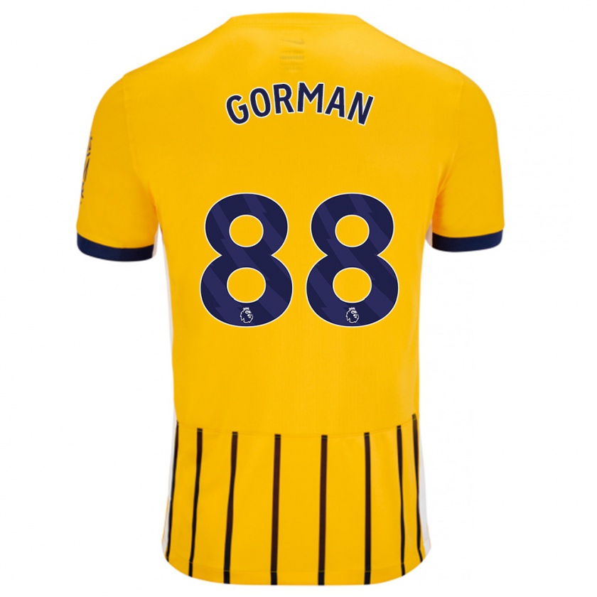 Kandiny Hombre Camiseta Ronnie Gorman #88 Dorado Azul Rayas 2ª Equipación 2024/25 La Camisa Chile