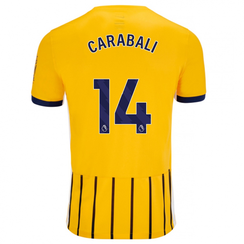 Kandiny Hombre Camiseta Jorelyn Carabalí #14 Dorado Azul Rayas 2ª Equipación 2024/25 La Camisa Chile