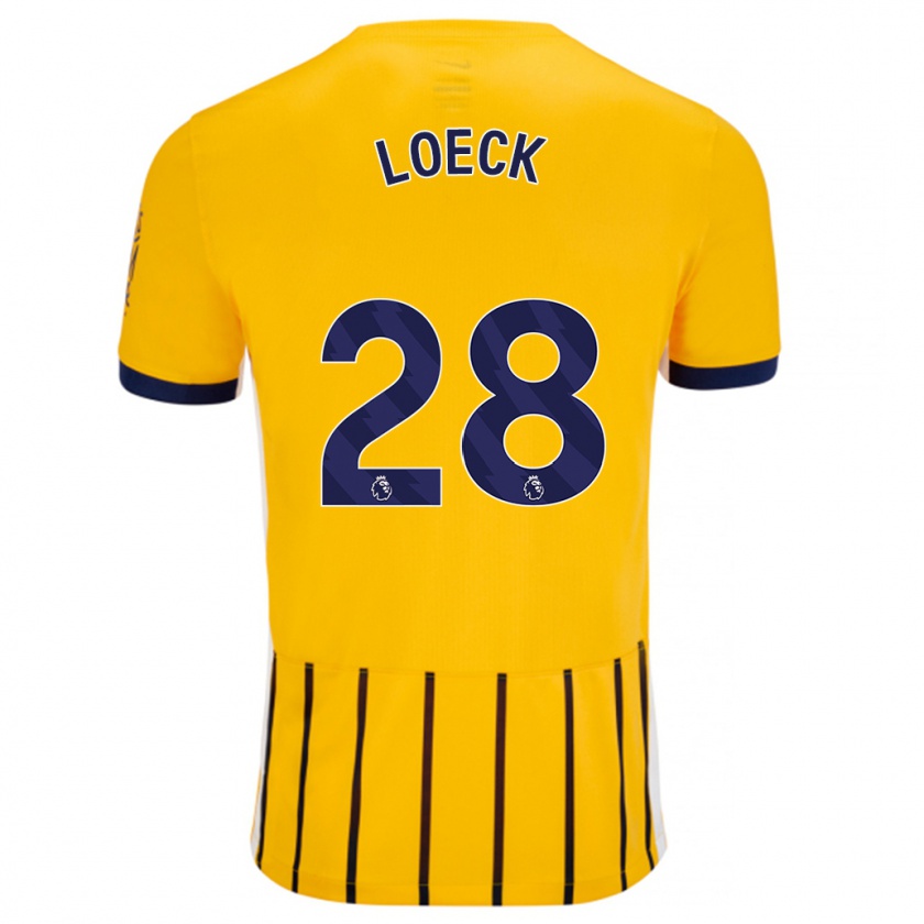 Kandiny Hombre Camiseta Melina Loeck #28 Dorado Azul Rayas 2ª Equipación 2024/25 La Camisa Chile