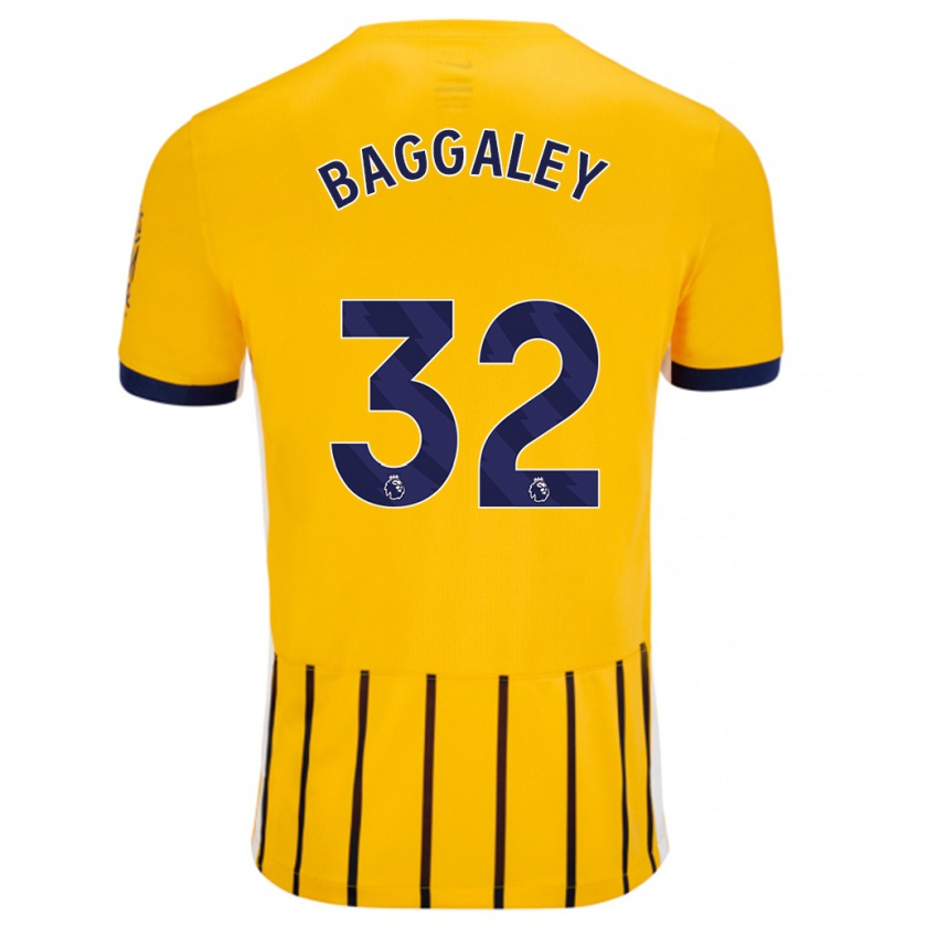 Kandiny Hombre Camiseta Sophie Baggaley #32 Dorado Azul Rayas 2ª Equipación 2024/25 La Camisa Chile