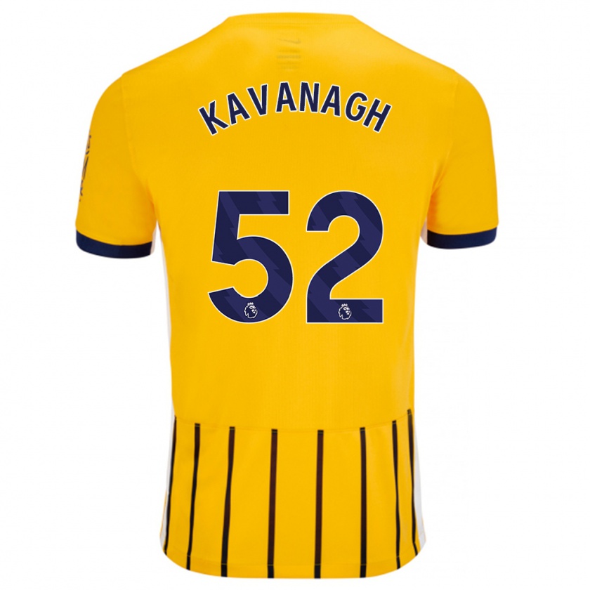 Kandiny Hombre Camiseta Leigh Kavanagh #52 Dorado Azul Rayas 2ª Equipación 2024/25 La Camisa Chile