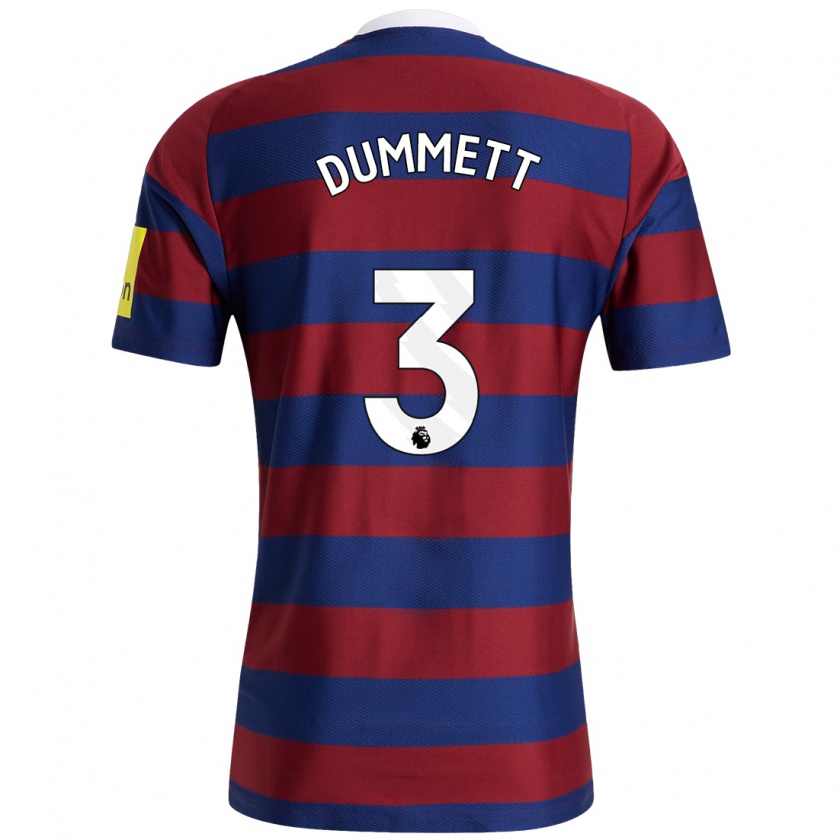 Kandiny Hombre Camiseta Paul Dummett #3 Burdeos Azul Marino 2ª Equipación 2024/25 La Camisa Chile