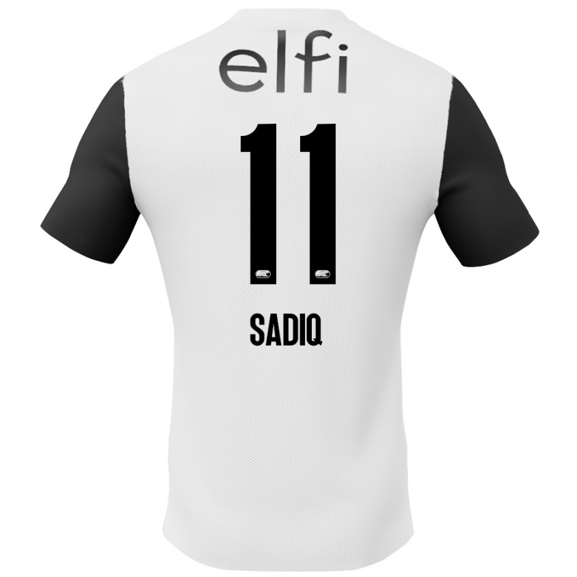 Kandiny Hombre Camiseta Ibrahim Sadiq #11 Blanco Negro 2ª Equipación 2024/25 La Camisa Chile