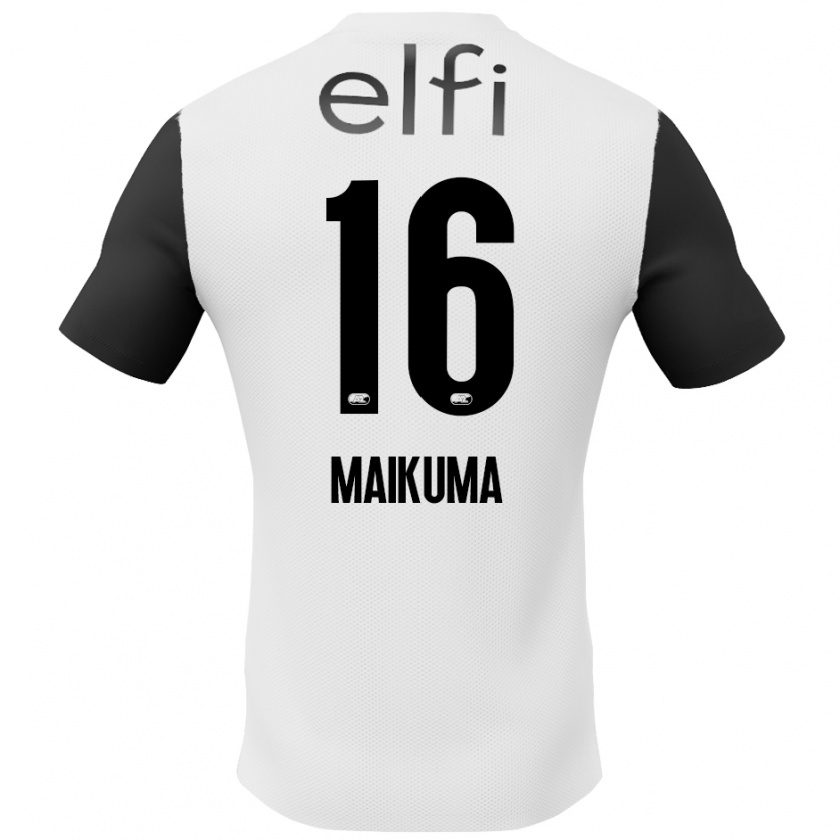 Kandiny Hombre Camiseta Seiya Maikuma #16 Blanco Negro 2ª Equipación 2024/25 La Camisa Chile