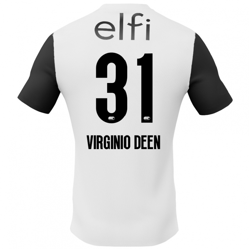 Kandiny Hombre Camiseta Daniël Virginio Deen #31 Blanco Negro 2ª Equipación 2024/25 La Camisa Chile