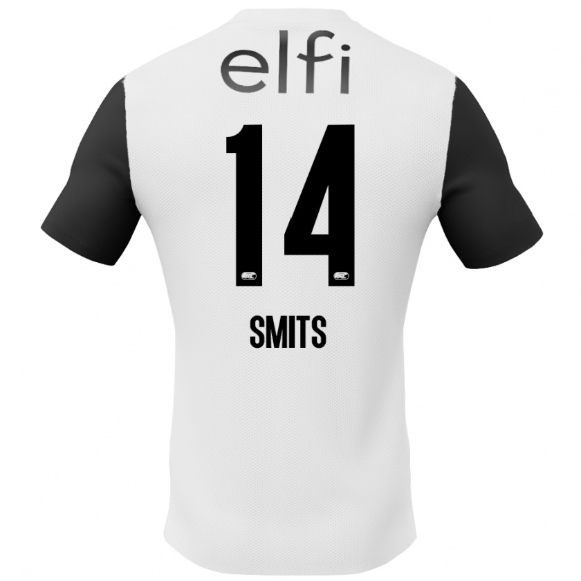 Kandiny Hombre Camiseta Anthony Smits #14 Blanco Negro 2ª Equipación 2024/25 La Camisa Chile