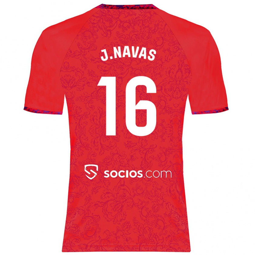 Kandiny Hombre Camiseta Jesús Navas #16 Rojo 2ª Equipación 2024/25 La Camisa Chile