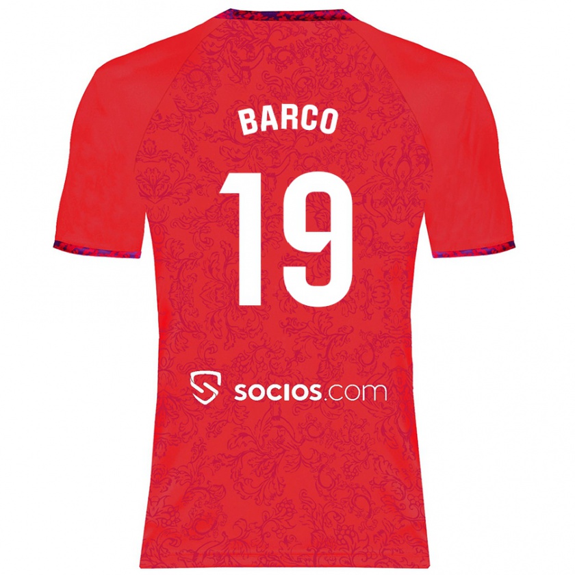 Kandiny Hombre Camiseta Valentín Barco #19 Rojo 2ª Equipación 2024/25 La Camisa Chile