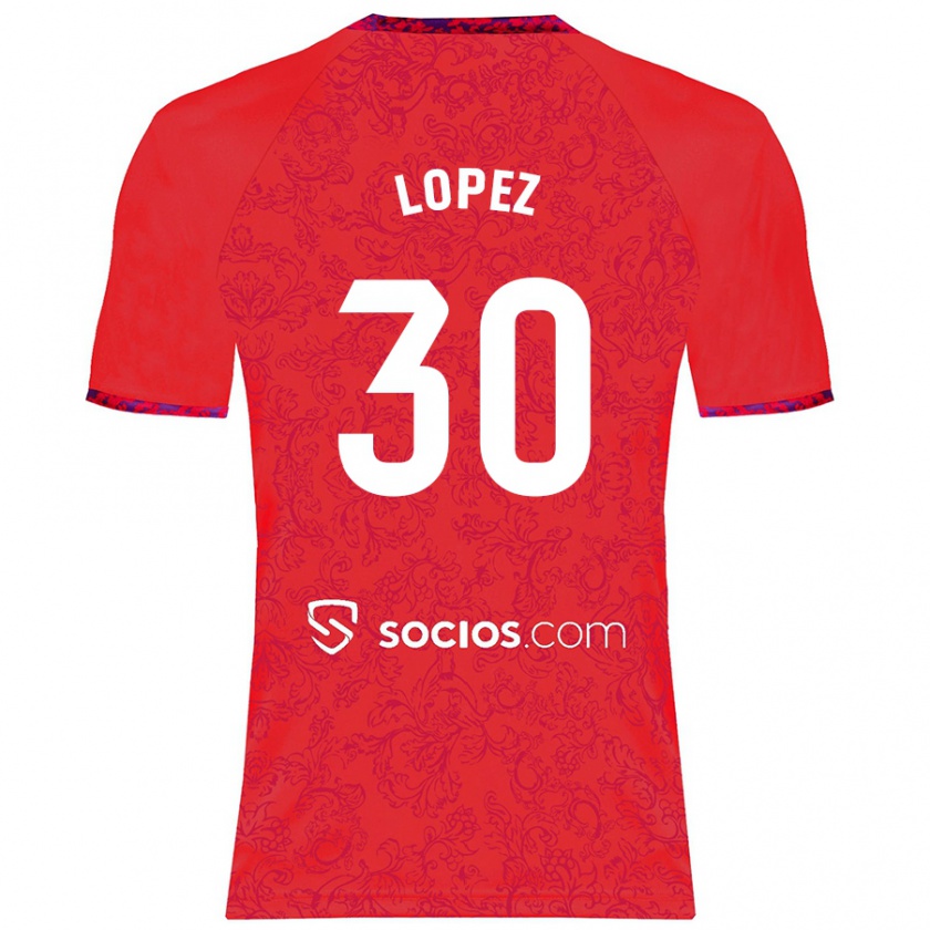 Kandiny Hombre Camiseta Alba López #30 Rojo 2ª Equipación 2024/25 La Camisa Chile