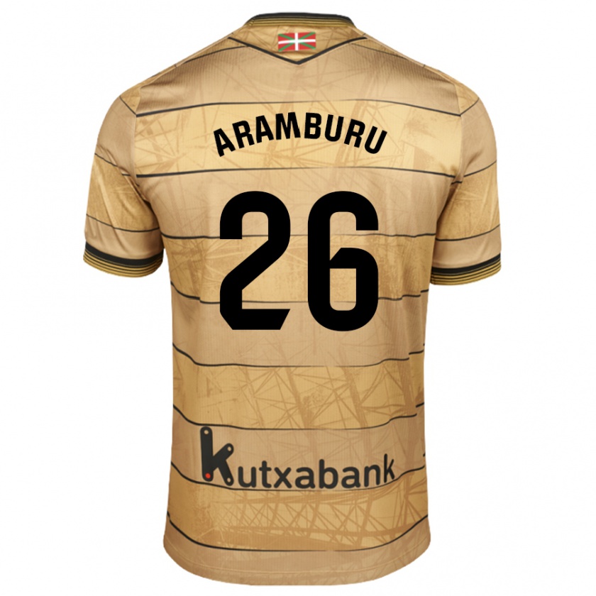 Kandiny Hombre Camiseta Jon Aramburu #26 Marrón 2ª Equipación 2024/25 La Camisa Chile