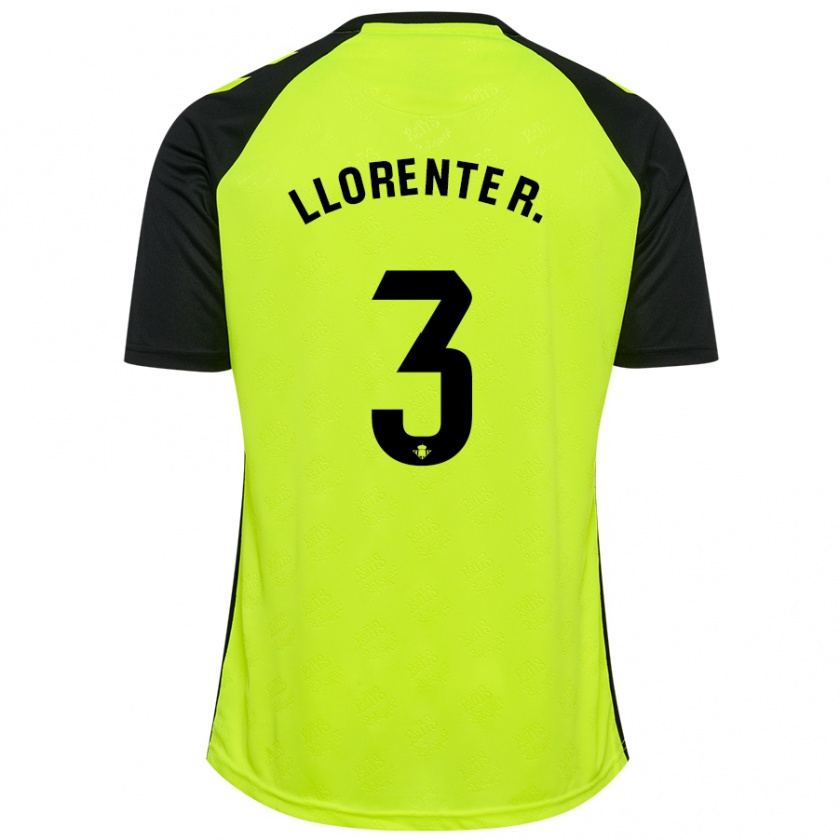 Kandiny Hombre Camiseta Diego Llorente #3 Amarillo Fluorescente Negro 2ª Equipación 2024/25 La Camisa Chile