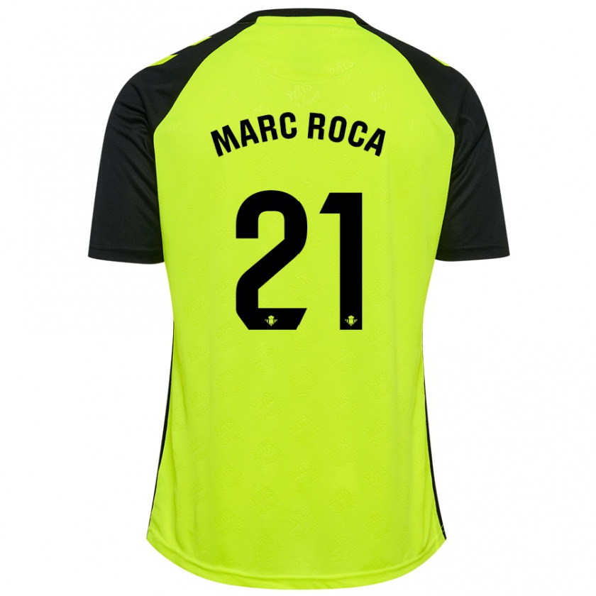 Kandiny Hombre Camiseta Marc Roca #21 Amarillo Fluorescente Negro 2ª Equipación 2024/25 La Camisa Chile