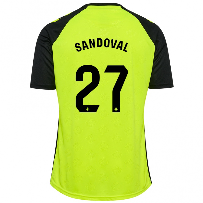 Kandiny Hombre Camiseta Keimer Sandoval #27 Amarillo Fluorescente Negro 2ª Equipación 2024/25 La Camisa Chile