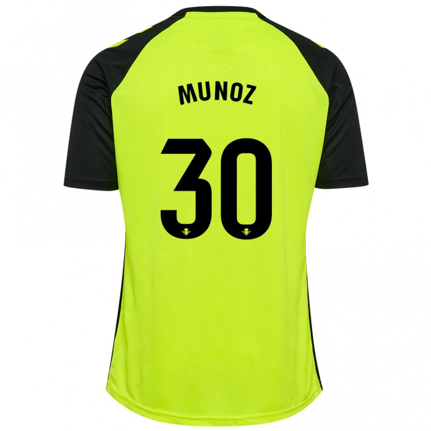 Kandiny Hombre Camiseta Blanca Muñoz #30 Amarillo Fluorescente Negro 2ª Equipación 2024/25 La Camisa Chile