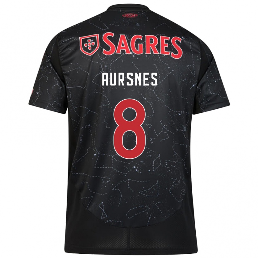 Kandiny Hombre Camiseta Fredrik Aursnes #8 Negro Rojo 2ª Equipación 2024/25 La Camisa Chile