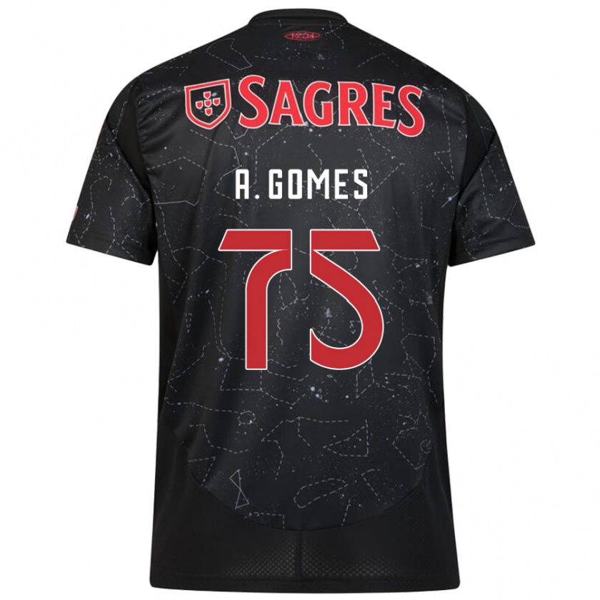 Kandiny Hombre Camiseta André Gomes #75 Negro Rojo 2ª Equipación 2024/25 La Camisa Chile