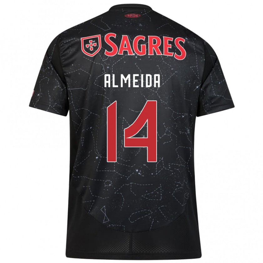 Kandiny Hombre Camiseta Letícia Almeida #14 Negro Rojo 2ª Equipación 2024/25 La Camisa Chile