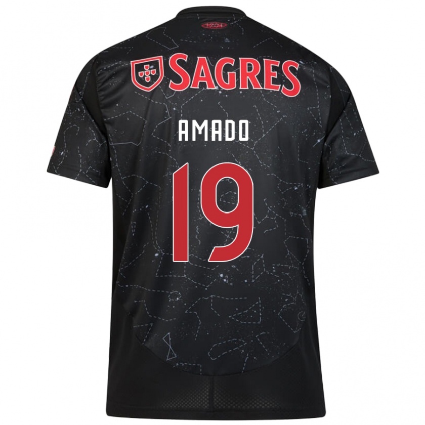 Kandiny Hombre Camiseta Catarina Amado #19 Negro Rojo 2ª Equipación 2024/25 La Camisa Chile