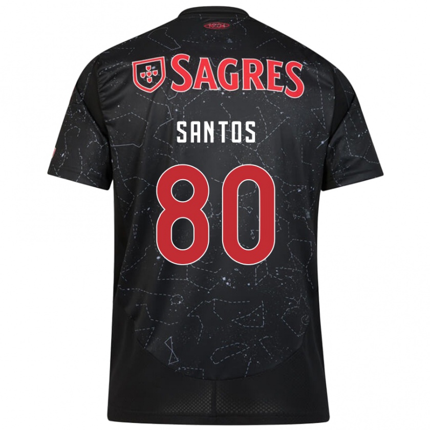 Kandiny Hombre Camiseta Pedro Santos #80 Negro Rojo 2ª Equipación 2024/25 La Camisa Chile