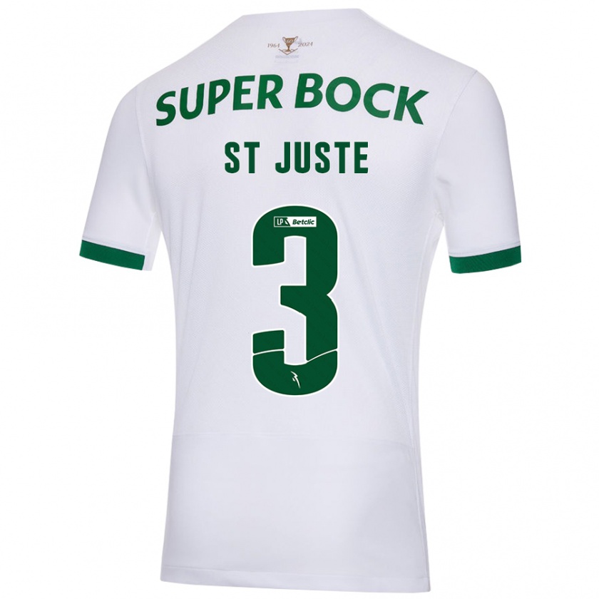 Kandiny Hombre Camiseta Jerry St. Juste #3 Blanco Verde 2ª Equipación 2024/25 La Camisa Chile