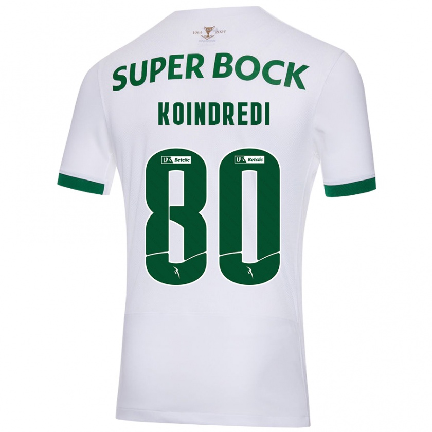 Kandiny Hombre Camiseta Koba Koindredi #80 Blanco Verde 2ª Equipación 2024/25 La Camisa Chile