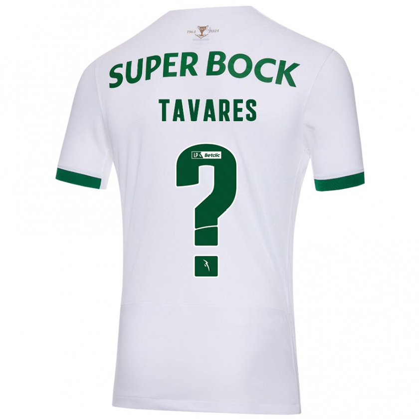 Kandiny Hombre Camiseta Leonardo Tavares #0 Blanco Verde 2ª Equipación 2024/25 La Camisa Chile