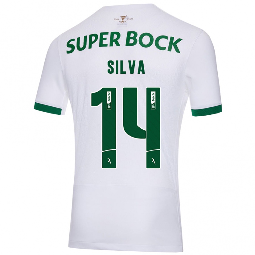 Kandiny Hombre Camiseta Guilherme Silva #14 Blanco Verde 2ª Equipación 2024/25 La Camisa Chile