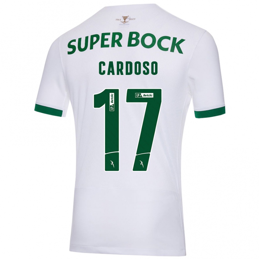 Kandiny Hombre Camiseta Diogo Cardoso #17 Blanco Verde 2ª Equipación 2024/25 La Camisa Chile