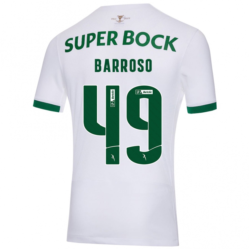 Kandiny Hombre Camiseta Leonardo Barroso #49 Blanco Verde 2ª Equipación 2024/25 La Camisa Chile