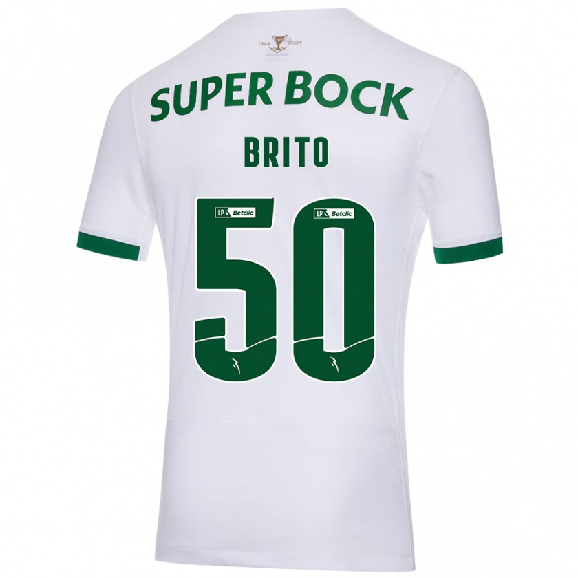 Kandiny Hombre Camiseta Alexandre Brito #50 Blanco Verde 2ª Equipación 2024/25 La Camisa Chile