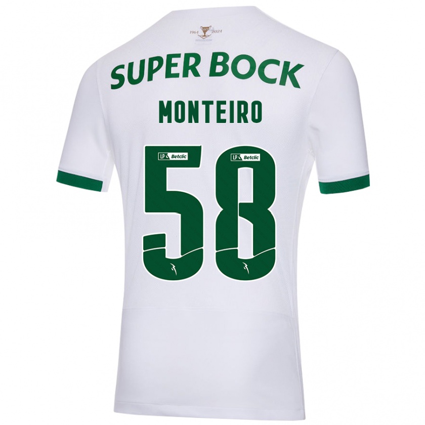 Kandiny Hombre Camiseta David Monteiro #58 Blanco Verde 2ª Equipación 2024/25 La Camisa Chile