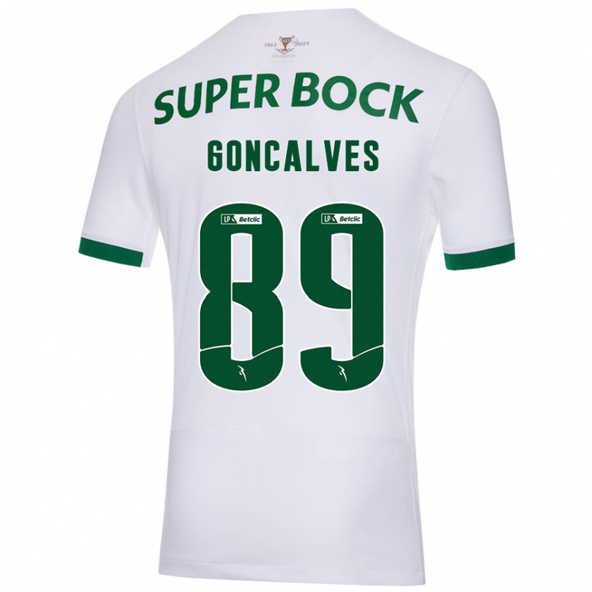 Kandiny Hombre Camiseta André Gonçalves #89 Blanco Verde 2ª Equipación 2024/25 La Camisa Chile