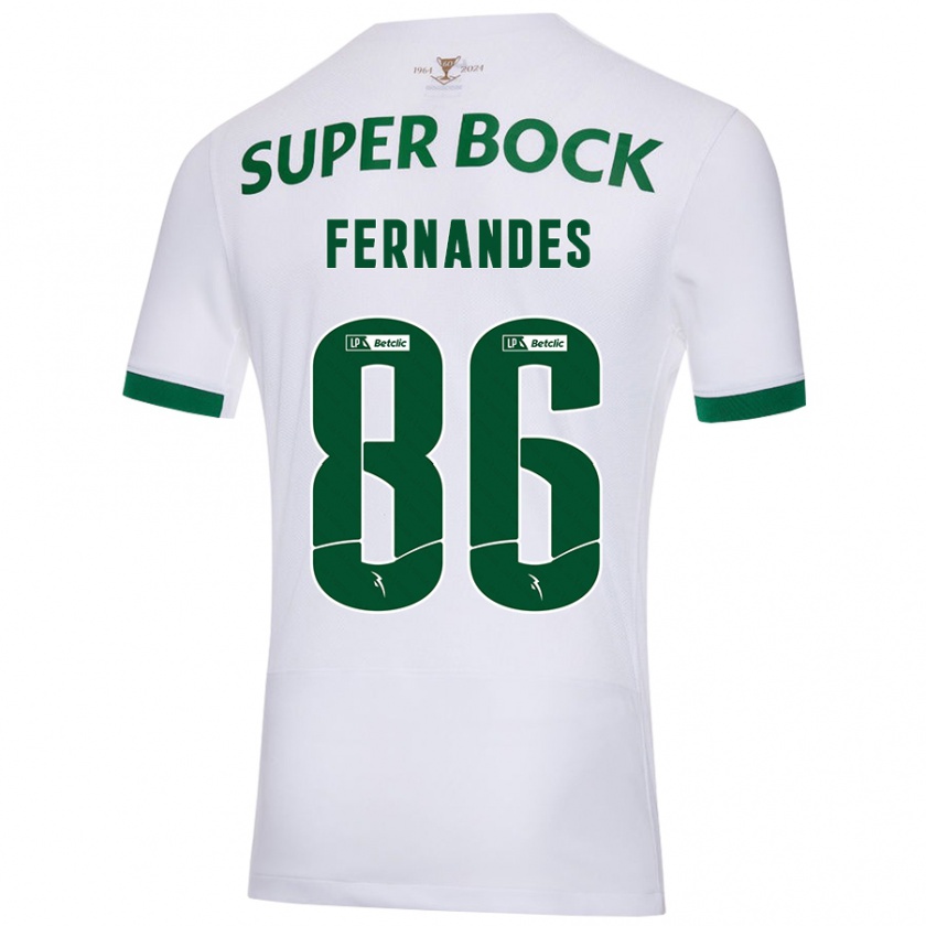 Kandiny Hombre Camiseta Emanuel Fernandes #86 Blanco Verde 2ª Equipación 2024/25 La Camisa Chile