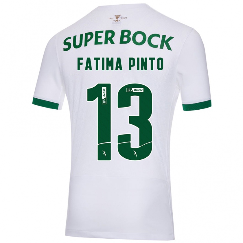 Kandiny Hombre Camiseta Fátima Alexandra Figueira Pinto #13 Blanco Verde 2ª Equipación 2024/25 La Camisa Chile